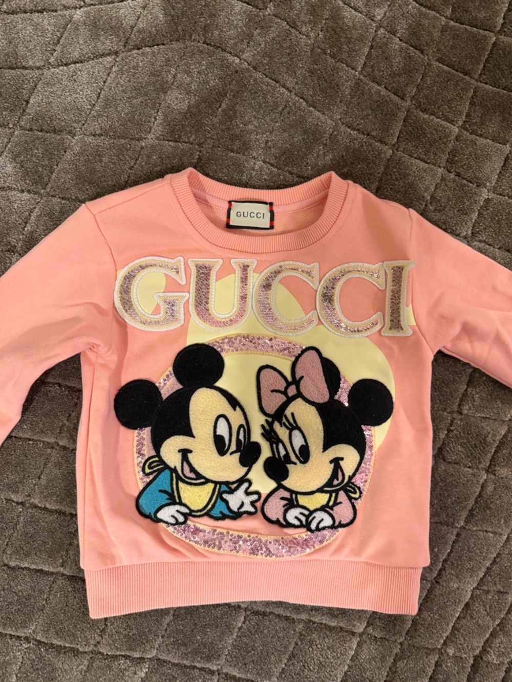 Gucci Pink Kids Sweatshirt with Mickey & Minnie Patch